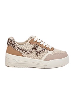 Buty Sportowe Damskie Na Platformie Panterka Khaki beżowy ze sklepu ButyModne.pl w kategorii Buty sportowe damskie - zdjęcie 179312553