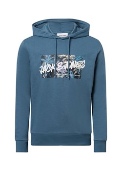 Jack & Jones Bluza męska z kapturem - JJHawaii Mężczyźni Bawełna petrol jednolity ze sklepu vangraaf w kategorii Bluzy męskie - zdjęcie 179315490