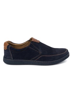 Buty męskie skórzane Casual 854/L/2 granatowe ze sklepu butyolivier w kategorii Półbuty męskie - zdjęcie 179322490