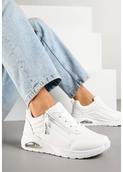 Białe Sneakersy z Ozdobnym Suwakiem i Tłoczeniem Tosinelle ze sklepu born2be.pl w kategorii Buty sportowe damskie - zdjęcie 179326034
