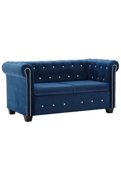 Aksamitna sofa w stylu Chesterfield Xavier 2Q - niebieska ze sklepu Edinos.pl w kategorii Sofy i kanapy - zdjęcie 179329080
