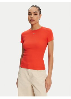 Tommy Jeans T-Shirt Essential DW0DW17383 Pomarańczowy Slim Fit ze sklepu MODIVO w kategorii Bluzki damskie - zdjęcie 179332570