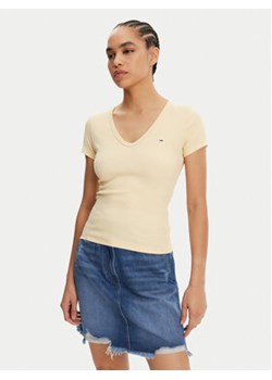 Tommy Jeans T-Shirt Essential DW0DW17385 Żółty Slim Fit ze sklepu MODIVO w kategorii Bluzki damskie - zdjęcie 179333513