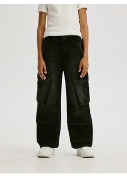 Reserved - Jeansy wide leg cargo - czarny ze sklepu Reserved w kategorii Spodnie dziewczęce - zdjęcie 179335311