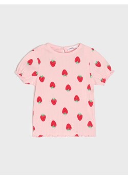 Sinsay - Koszulka z lekko bufiastymi rękawami z owocowym motywem - różowy - id: 198DJ-38X - marki Sinsay - 179349682 Sinsay - Koszulka z lekko bufiastymi rękawami z owocowym motywem - różowy ze sklepu Sinsay w kategorii Kaftaniki i bluzki - zdjęcie 179349682