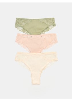 Sinsay - Majtki brazyliany z koronką 3 pack - wielobarwny ze sklepu Sinsay w kategorii Majtki damskie - zdjęcie 179349873