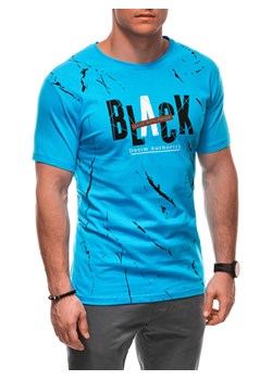 T-shirt męski z nadrukiem S2028 - turkusowy ze sklepu Edoti w kategorii T-shirty męskie - zdjęcie 179353242