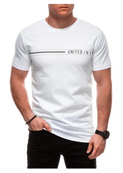 T-shirt męski z nadrukiem S2025 - biały ze sklepu Edoti w kategorii T-shirty męskie - zdjęcie 179359074