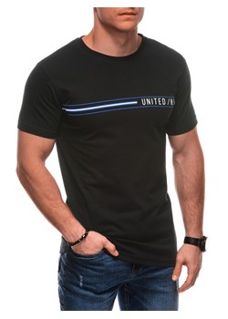 T-shirt męski z nadrukiem S2025 - czarny ze sklepu Edoti w kategorii T-shirty męskie - zdjęcie 179359103