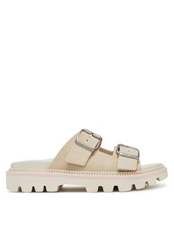 Klapki Tommy Jeans Double Strap Sandal Suede EN0EN02797 Écru ze sklepu eobuwie.pl w kategorii Klapki damskie - zdjęcie 179363823