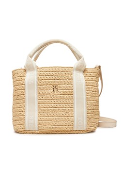 Torebka Tommy Hilfiger Th Spring Logo Mini Tote AW0AW17199 Beżowy ze sklepu eobuwie.pl w kategorii Torebki damskie - zdjęcie 179363934