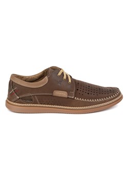 Męskie skórzane buty letnie sznurowane 206L z perforacją brązowe ze sklepu butyolivier w kategorii Półbuty męskie - zdjęcie 179364490