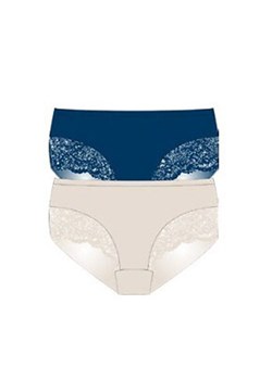 2-pack figi damskie granatowo-beżowe Essentials GD173, Kolor granatowo-beżowy, Rozmiar S, Cotonella ze sklepu Intymna w kategorii Majtki damskie - zdjęcie 179368931