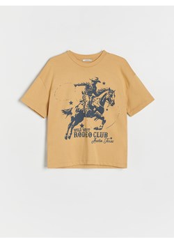 Reserved - T-shirt oversize z nadrukiem - kremowy ze sklepu Reserved w kategorii T-shirty chłopięce - zdjęcie 179371403