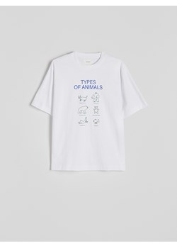 Reserved - T-shirt oversize z nadrukiem - biały ze sklepu Reserved w kategorii T-shirty męskie - zdjęcie 179372122