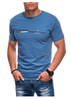 T-shirt męski z nadrukiem S1712 - ciemnoniebieski ze sklepu Edoti w kategorii T-shirty męskie - zdjęcie 179376974