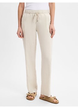 BRAX Lniane spodnie - Farina Kobiety len beżowy marmurkowy ze sklepu vangraaf w kategorii Spodnie damskie - zdjęcie 179380622