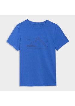 Chłopięcy t-shirt trekkingowy 4F 4FJWSS25TFTSM1212 - niebieski ze sklepu Sportstylestory.com w kategorii T-shirty chłopięce - zdjęcie 179382013