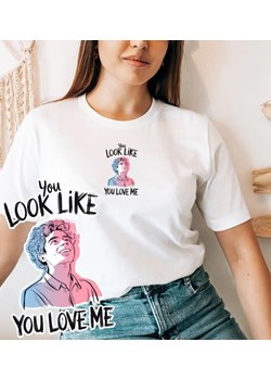 Biała Koszulka z modnym printem ze sklepu Time For Fashion w kategorii Bluzki damskie - zdjęcie 179386461