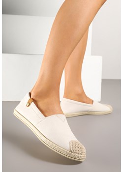 Beżowe Espadryle z Elastyczną Wstawką Zdobione Plecionką Kinellis ze sklepu renee.pl w kategorii Espadryle damskie - zdjęcie 179399473