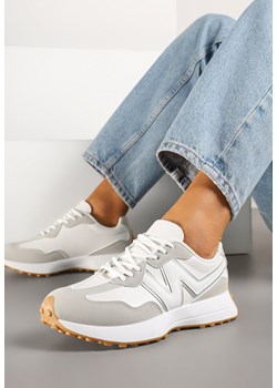 Biało-Szare Sneakersy z Przeszyciami i Ozdobnym Bieżnikiem Weonessa ze sklepu renee.pl w kategorii Buty sportowe damskie - zdjęcie 179402274