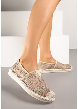 Ciemnobeżowe Espadryle Ozdobione Koronką i Plecionką Odimara ze sklepu born2be.pl w kategorii Espadryle damskie - zdjęcie 179402830