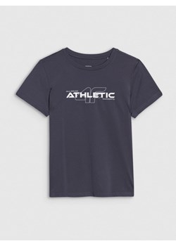 Chłopięcy t-shirt treningowy 4F 4FJWSS25TFTSM1209 - szary ze sklepu Sportstylestory.com w kategorii T-shirty chłopięce - zdjęcie 179403780