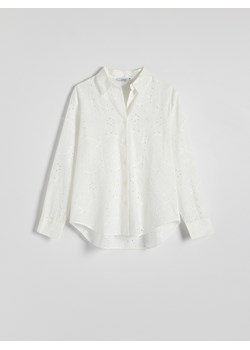 Reserved - Ażurowa koszula oversize - biały ze sklepu Reserved w kategorii Koszule damskie - zdjęcie 179423044