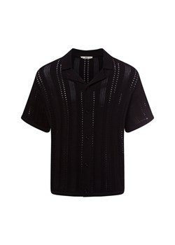 Redefined Rebel Męska koszula z dzianiny - RRJon Mężczyźni Bawełna czarny wypukły wzór tkaniny ze sklepu vangraaf w kategorii Swetry męskie - zdjęcie 179429794
