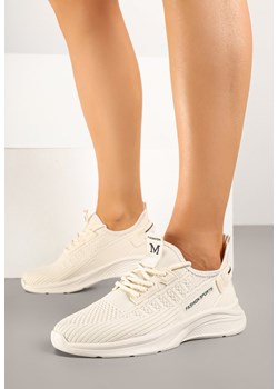 Beżowe Buty Sportowe Sneakersy Ozdobione Tłoczeniem i Napisami Odalene ze sklepu renee.pl w kategorii Buty sportowe damskie - zdjęcie 179430751