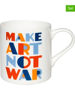 Könitz Kubki (2 szt.) &quot;Make Art Not War&quot; w kolorze białym ze wzorem - 385 ml ze sklepu Limango Polska w kategorii Kubki - zdjęcie 179431562