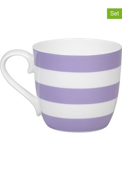 Könitz Kubki jumbo (2 szt.) &quot;Stripes&quot; w kolorze biało-fioletowym - 425 ml ze sklepu Limango Polska w kategorii Kubki - zdjęcie 179431574