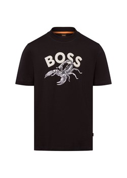 BOSS Orange Koszulka męska - Te_Bossfish Mężczyźni Bawełna czarny jednolity ze sklepu vangraaf w kategorii T-shirty męskie - zdjęcie 179439112