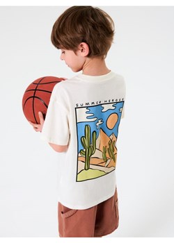 Sinsay - Koszulka oversize z nadrukiem na plecach - kremowy ze sklepu Sinsay w kategorii T-shirty chłopięce - zdjęcie 179469633