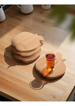 Sinsay - Podkładki pod kubki w kształcie jabłek 4 pack - beżowy ze sklepu Sinsay w kategorii Kubki - zdjęcie 179484394