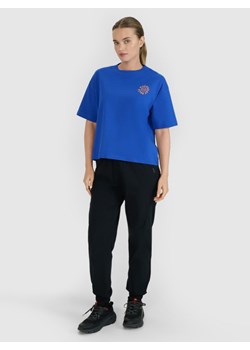 Damski t-shirt z nadrukiem oversize 4F 4FWSS25TTSHF1993 - niebieski ze sklepu Sportstylestory.com w kategorii Bluzki damskie - zdjęcie 179485342