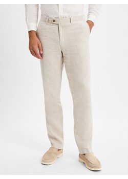 Nils Sundström Lniane spodnie Mężczyźni beżowy jednolity ze sklepu vangraaf w kategorii Spodnie męskie - zdjęcie 179489711