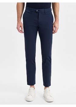 Finshley & Harding Męskie chinosy - Dylan Slim Fit Mężczyźni Bawełna granatowy wypukły wzór tkaniny ze sklepu vangraaf w kategorii Spodnie męskie - zdjęcie 179489760