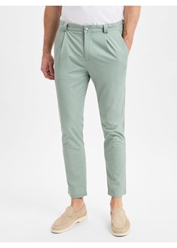 Finshley & Harding Męskie spodnie plisowane - Todd Tapered Slim Fit Mężczyźni seledynowy jednolity ze sklepu vangraaf w kategorii Spodnie męskie - zdjęcie 179489762