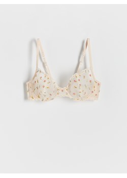 Reserved - Siateczkowy biustonosz z haftem - kremowy ze sklepu Reserved w kategorii Biustonosze - zdjęcie 179498833