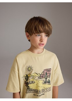 Reserved - T-shirt oversize z nadrukiem - złamana biel ze sklepu Reserved w kategorii T-shirty chłopięce - zdjęcie 179498902