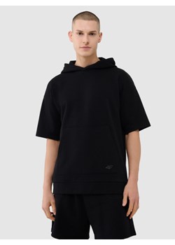Męska bluza dresowa z krótkim rękawem 4F 4FRSS25TSWSM2145 - czarna ze sklepu Sportstylestory.com w kategorii Bluzy męskie - zdjęcie 179506942