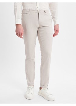 Alberto Męskie spodnie materiałowe - ROB Linen Stripe slim fit Mężczyźni Bawełna kitt w paski ze sklepu vangraaf w kategorii Spodnie męskie - zdjęcie 179522022