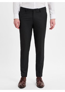 Finshley & Harding London Męskie spodnie materiałowe - Kevin Mężczyźni Sztuczne włókno antracytowy jednolity ze sklepu vangraaf w kategorii Spodnie męskie - zdjęcie 179522023