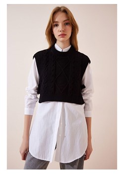 Happiness Istanbul Bezrękawnik w kolorze czarnym ze sklepu Limango Polska w kategorii Swetry damskie - zdjęcie 179530490