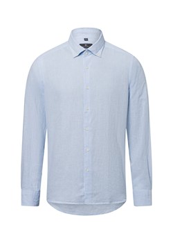 Nils Sundström Męska koszula casual z zawartością lnu Mężczyźni Modern Fit Bawełna jasnoniebieski w kratkę ze sklepu vangraaf w kategorii Koszule męskie - zdjęcie 179532862