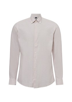 Nils Sundström Męska koszula casual z zawartością lnu Mężczyźni Modern Fit Bawełna beżowy marmurkowy ze sklepu vangraaf w kategorii Koszule męskie - zdjęcie 179532863
