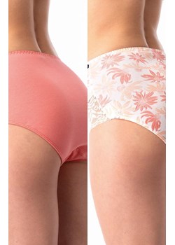 2-pack majtki damskie z wyższym stanem w kwiatowy wzór LPF 531, Kolor różowy-wzór, Rozmiar S, Key ze sklepu Primodo w kategorii Majtki damskie - zdjęcie 179538000