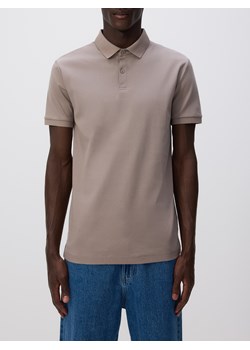 Reserved - Polo slim z bawełny pima - beżowy ze sklepu Reserved w kategorii T-shirty męskie - zdjęcie 179570143