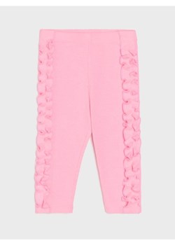 Sinsay - Legginsy z prążkowanej dzianiny z ozdobną falbanką - różowy - id: 350DU-30X - marki Sinsay - 179572410 Sinsay - Legginsy z prążkowanej dzianiny z ozdobną falbanką - różowy ze sklepu Sinsay w kategorii Spodnie dziewczęce - zdjęcie 179572410